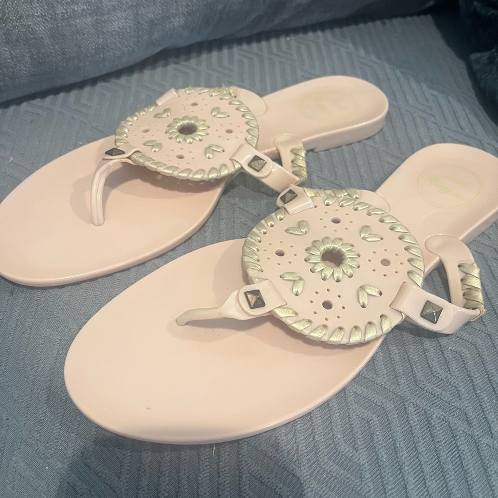 Jack Rogers Pink Sandals with Medallion Detail